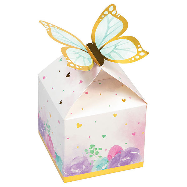 Party Decorations Butterfly Shimmer Treat Box, Foil 8ct