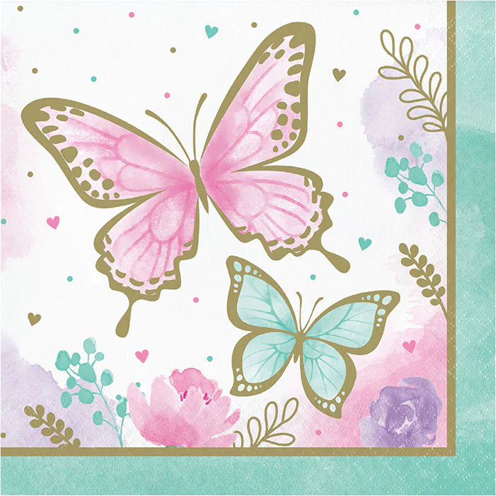 Party Decorations Butterfly Shimmer 50 Piece Birthday Party Kit for 8