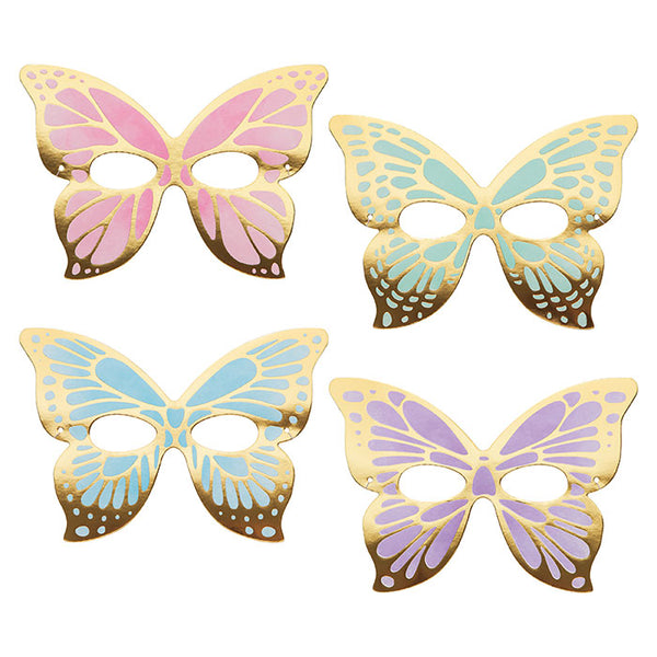 Party Decorations Butterfly Shimmer Paper Masks, Foil 8ct