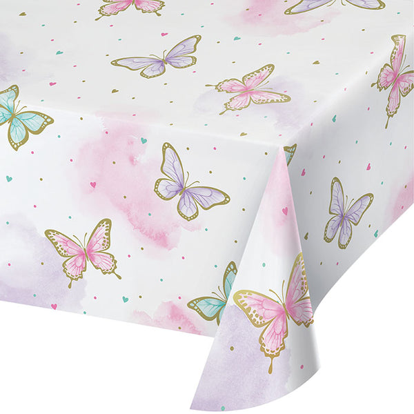 Party Decorations Butterfly Shimmer Tablecover, Paper 1ct