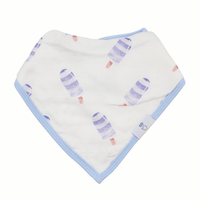 Goosewaddle® Popsicle and Stripes Blue 2 Pack Muslin & Terry Cloth Bib Set