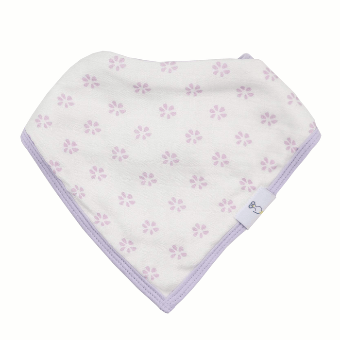 Goosewaddle® Blueberries and Flowers Lavender 2 Pack Muslin & Terry Cloth Bib Set