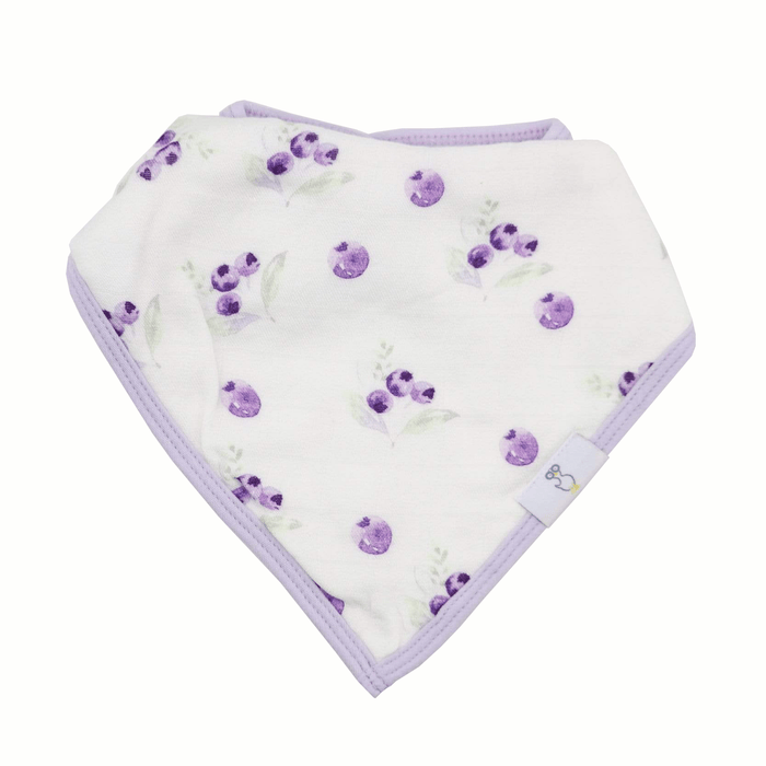 Goosewaddle® Blueberries and Flowers Lavender 2 Pack Muslin & Terry Cloth Bib Set