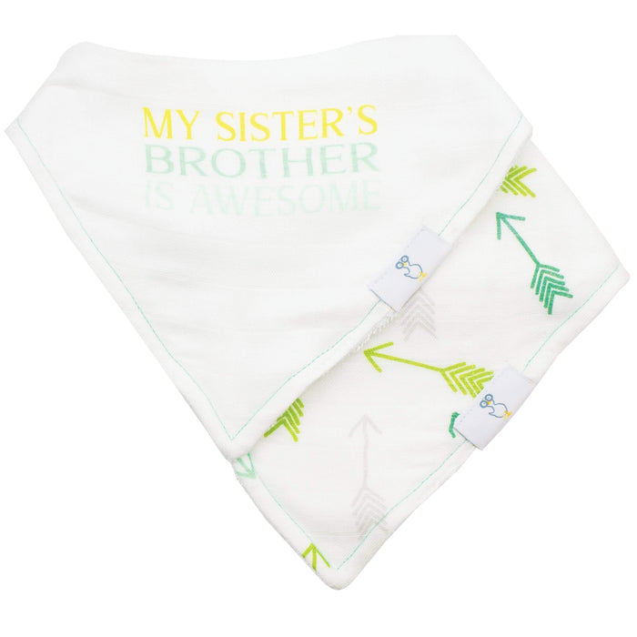 Goosewaddle® Brother and Arrows 2 Pack Muslin & Terry Cloth Bib Set