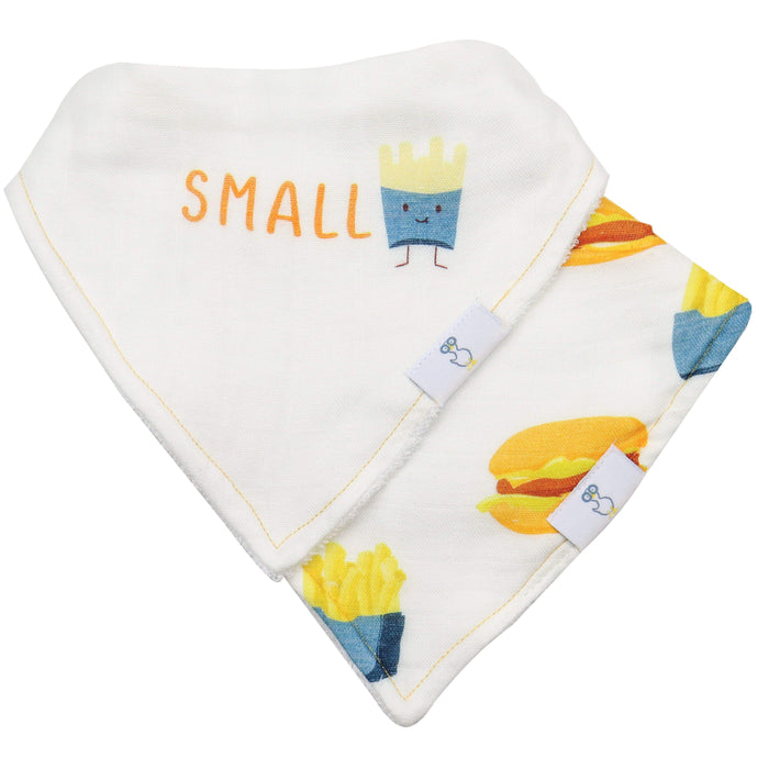 Goosewaddle® Small Fry and Burgers and Fries 2 Pack Muslin & Terry Cloth Bib Set