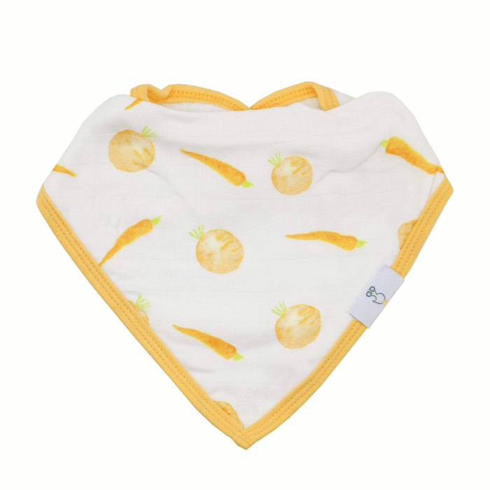 Goosewaddle® Carrots and Shapes Orange 2 Pack Muslin & Terry Cloth Bib Set