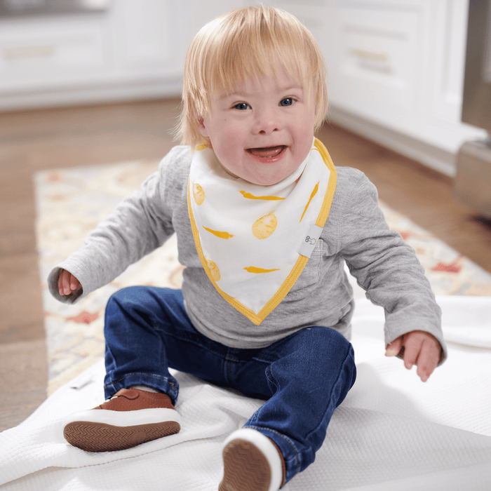 Goosewaddle® Carrots and Shapes Orange 2 Pack Muslin & Terry Cloth Bib Set