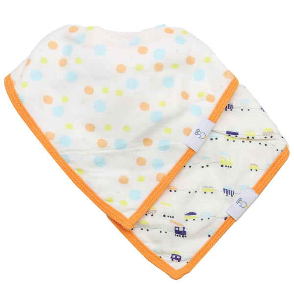 Goosewaddle® Circles and Trains 2 Pack Muslin & Terry Cloth Bib Set