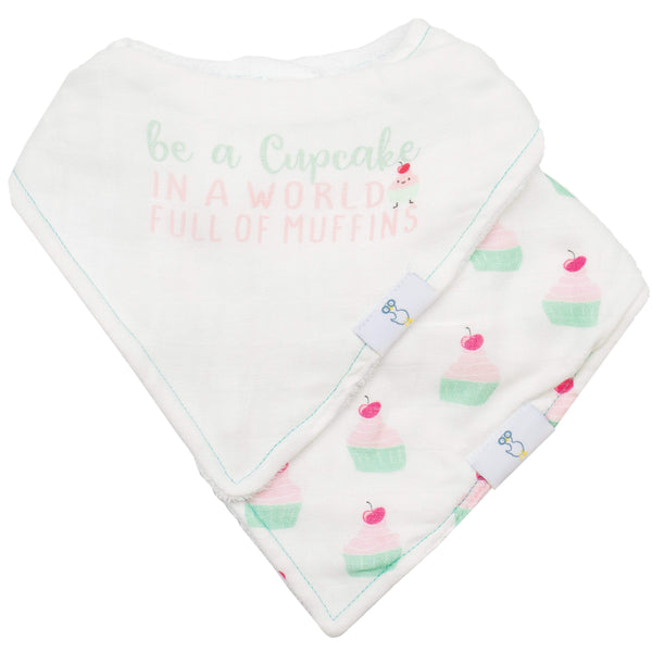 Goosewaddle® Muffin and Cupcake 2 Pack Muslin & Terry Cloth Bib Set