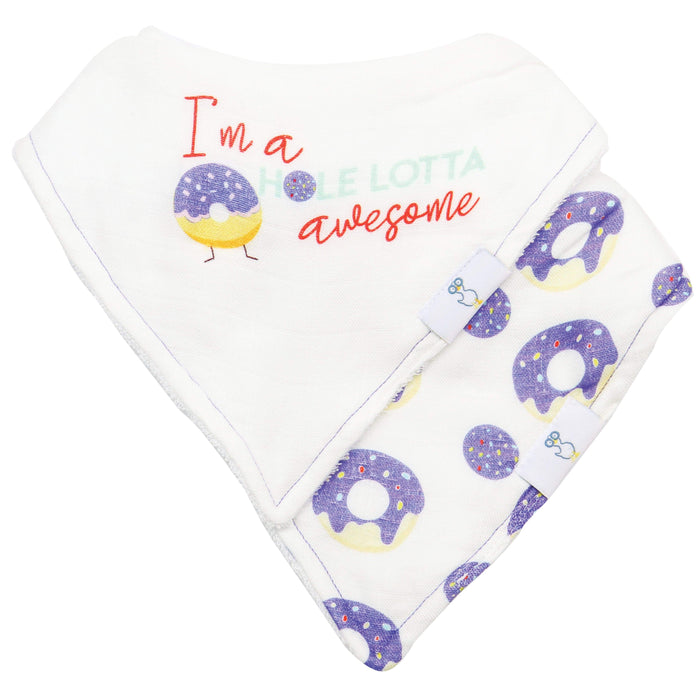 Goosewaddle® I'm Awesome and Donut 2 Pack Muslin & Terry Cloth Bib Set