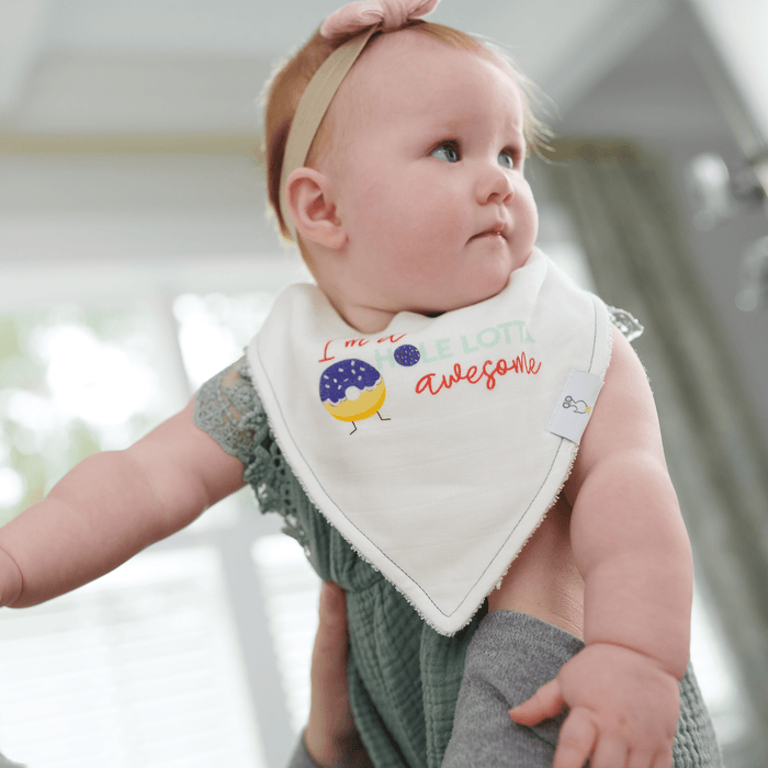 Goosewaddle® I'm Awesome and Donut 2 Pack Muslin & Terry Cloth Bib Set
