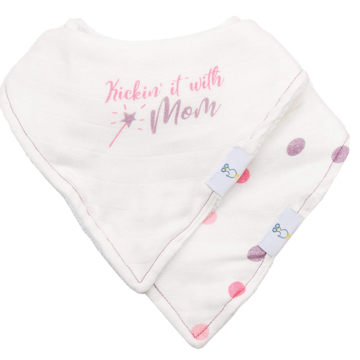 Goosewaddle® Mom and Dots 2 Pack Muslin & Terry Cloth Bib Set