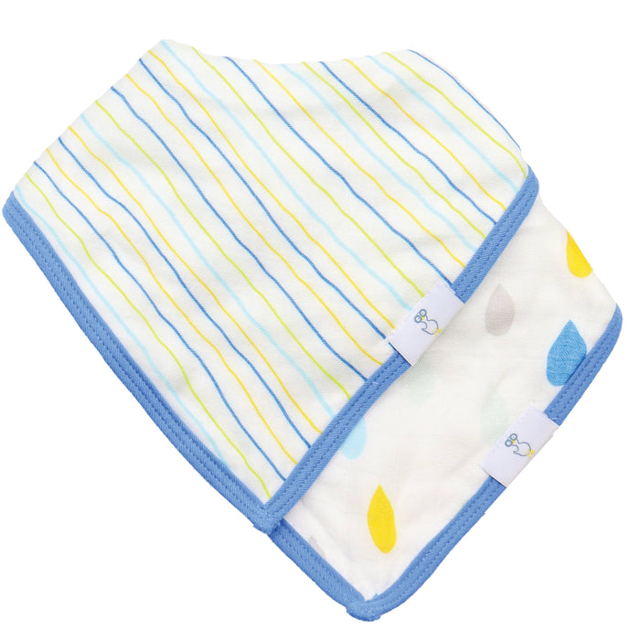 Goosewaddle® Stripes and Rain Drops 2 Pack Muslin & Terry Cloth Bib Set