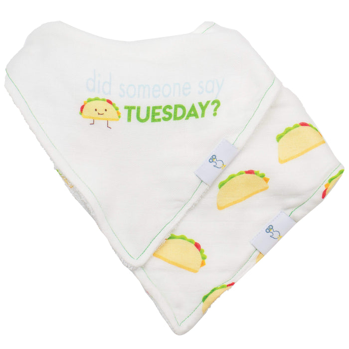 Goosewaddle® Taco Tuesday and Taco 2 Pack Muslin & Terry Cloth Bib Set