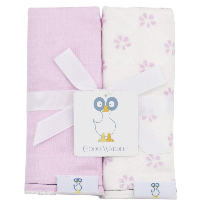 Goosewaddle® Flowers and Purple 2 PK Muslin & Terry Cloth Burp Cloth