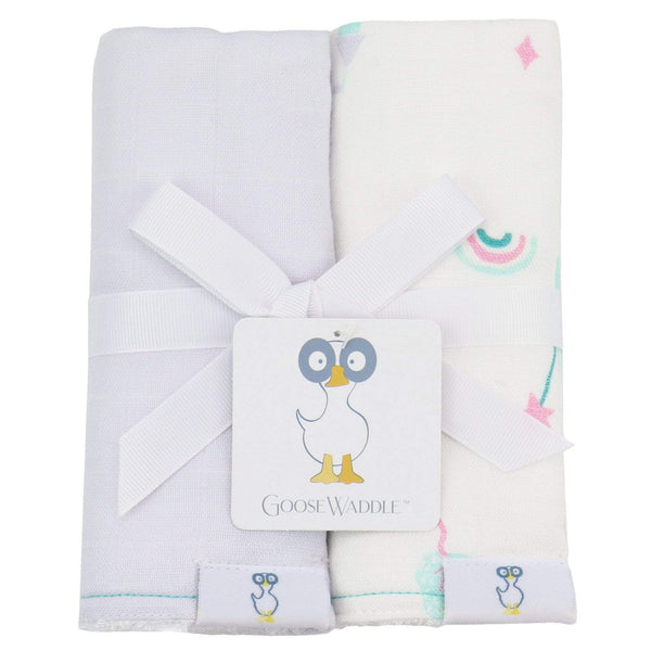 Goosewaddle® Castles and Lavender 2 PK Muslin & Terry Cloth Burp Cloth