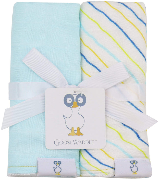 Goosewaddle® Stripes and Light Blue 2 PK Muslin & Terry Cloth Burp Cloth