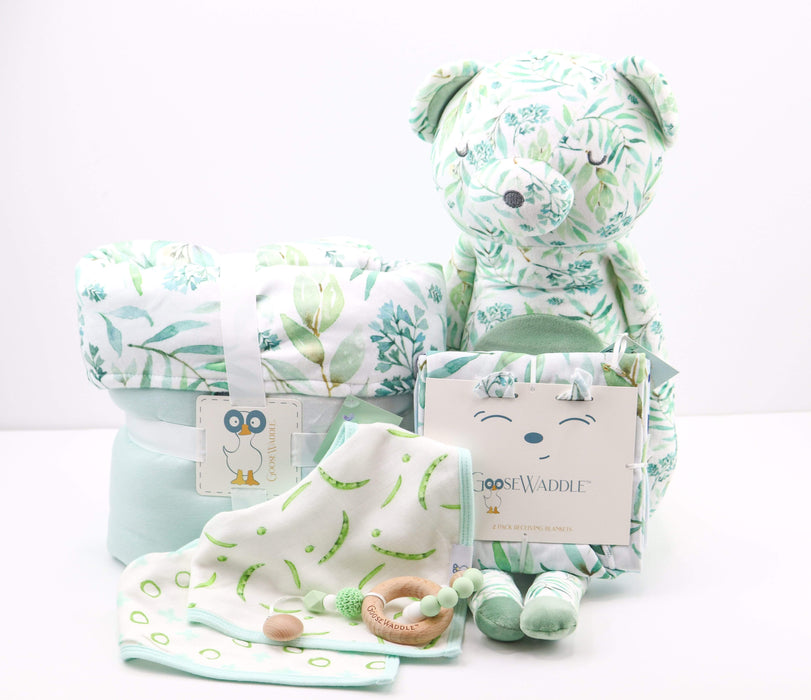 Goosewaddle® Basil Bear Mint Applique Baby Blanket