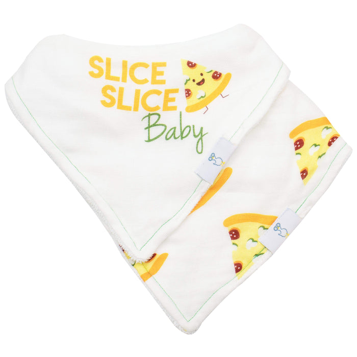 Goosewaddle® Slice Slice Baby and Pizza 2 Pack Muslin & Terry Cloth Bib Set