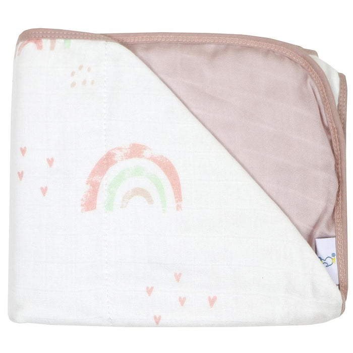 Goosewaddle® Rainbow and Mauve Oversized Bamboo Muslin Quilted Blanket