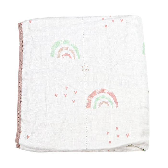 Goosewaddle® Rainbow and Mauve Oversized Bamboo Muslin Quilted Blanket