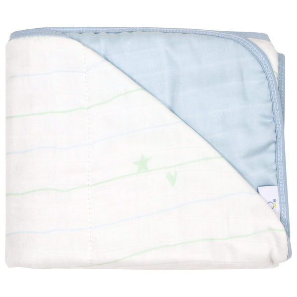 Goosewaddle® Mountain and Blue Oversized Bamboo Muslin Quilted Blanket