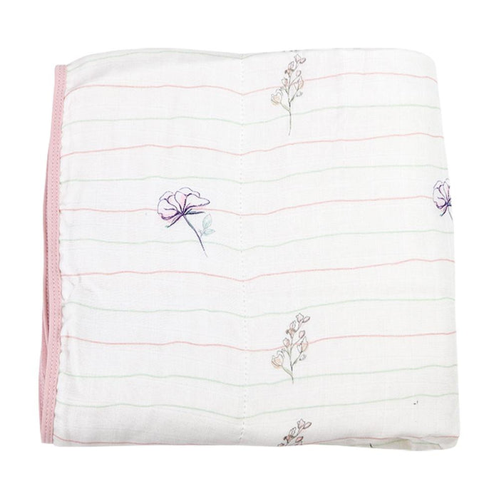 Goosewaddle® Flower and Pink Oversized Bamboo Muslin Quilted Blanket