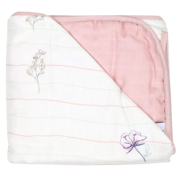 Goosewaddle® Flower and Pink Oversized Bamboo Muslin Quilted Blanket