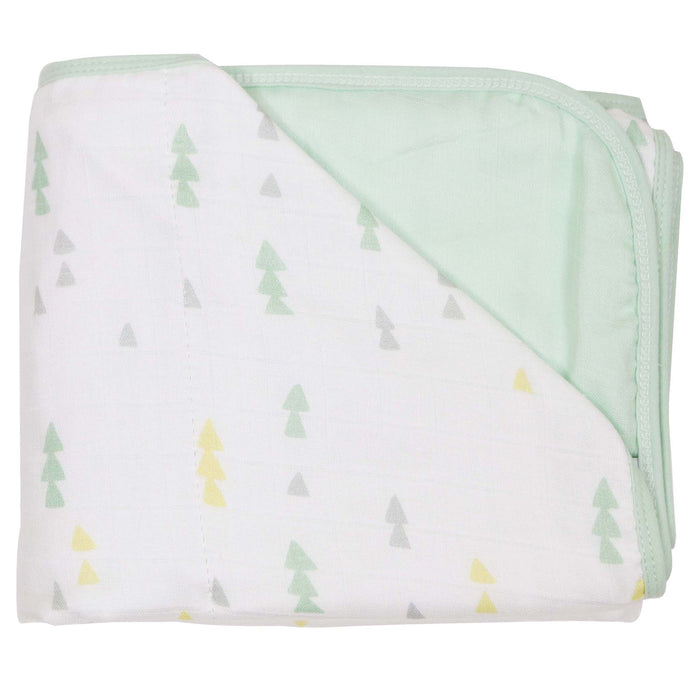 Goosewaddle® Triangles and Mint Oversized Bamboo Muslin Quilted Blanket