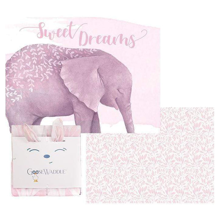 Goosewaddle® Poppy Elephant/ Leaves Pink 2 Pack Newborn Receiving Blanket