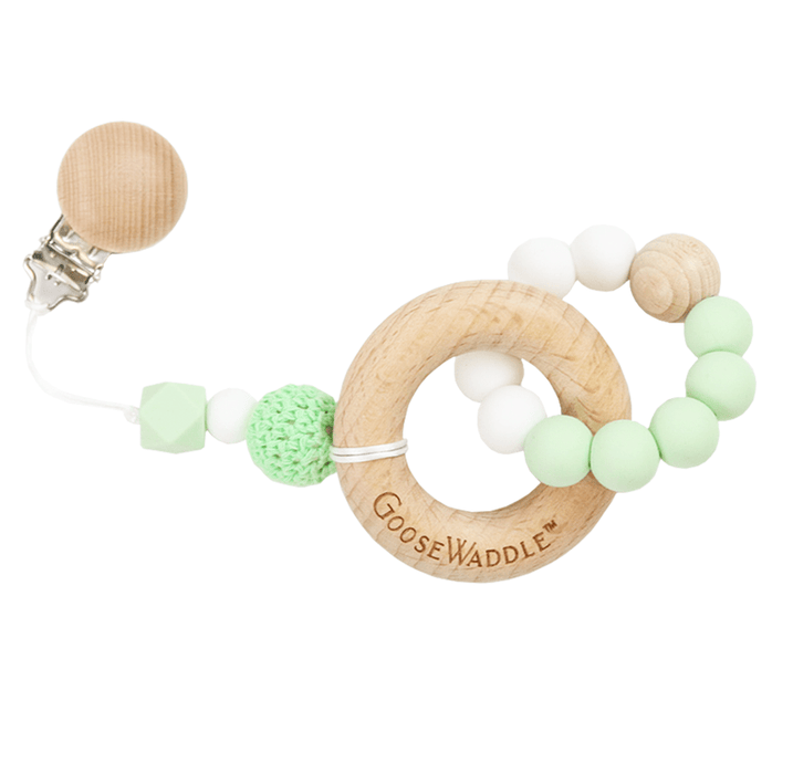 Goosewaddle® Attachable Wooden & Silicone Teether with Clasp (4 Colors)