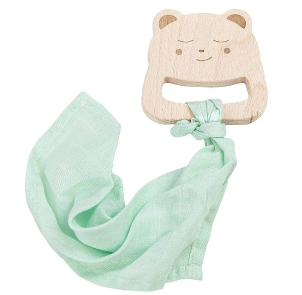 Goosewaddle® Bear and Mint Wooden Teether & Blankie