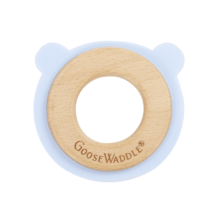 Goosewaddle® Blue Bear Animal Teether Wooden + Silicone