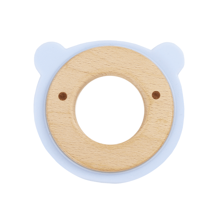 Goosewaddle® Blue Bear Animal Teether Wooden + Silicone