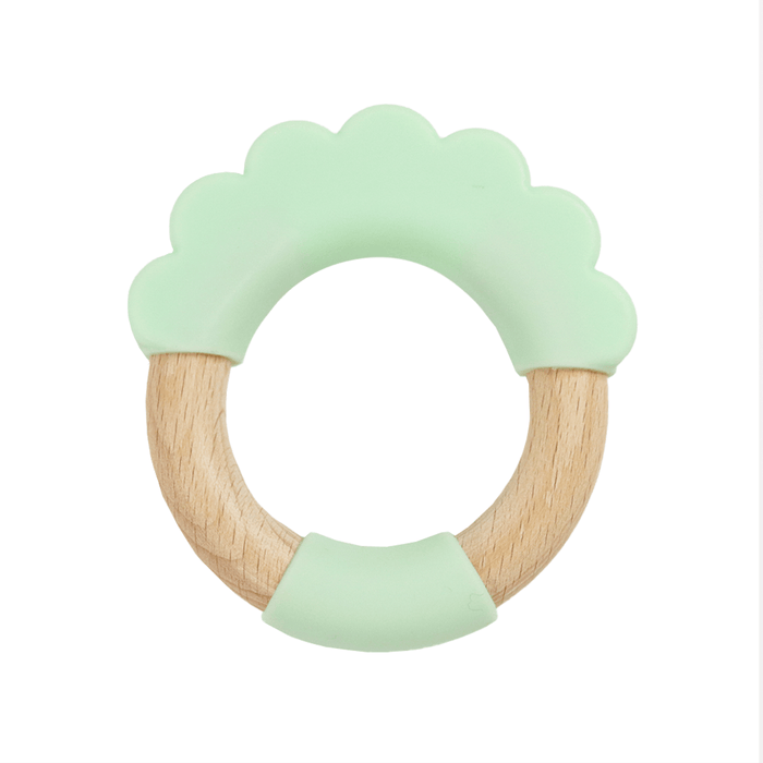 Goosewaddle® Mint Lion Circle Lion Head Teether Silicone + Wood Teether