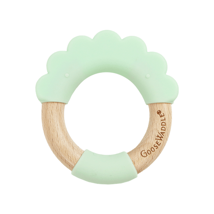 Goosewaddle® Mint Lion Circle Lion Head Teether Silicone + Wood Teether