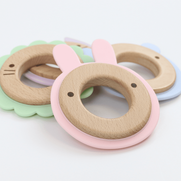 Goosewaddle® Lion Mint  Animal Teether Wooden + Silicone
