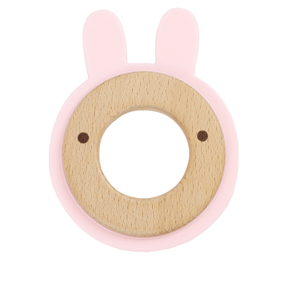 Goosewaddle® Pink Bunny Silcone + Wood Teether