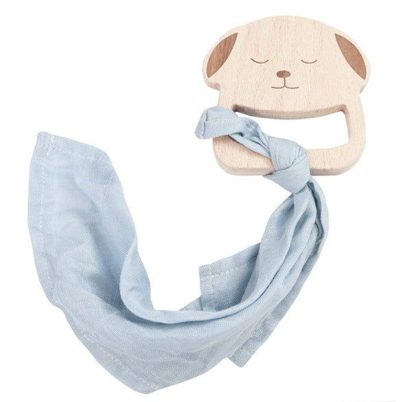 Goosewaddle® Puppy Wooden Teether & Blue Blankie