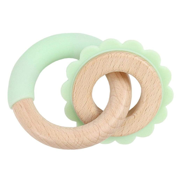 Goosewaddle® Mint Lion Silicone + Wood Double Teether