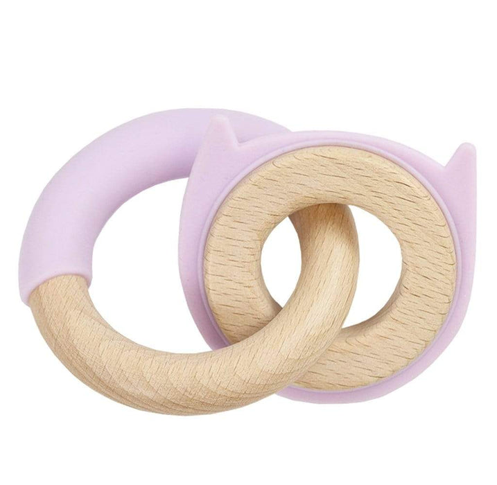 Goosewaddle® Lavender Kitten Silicone + Wood Double Teether