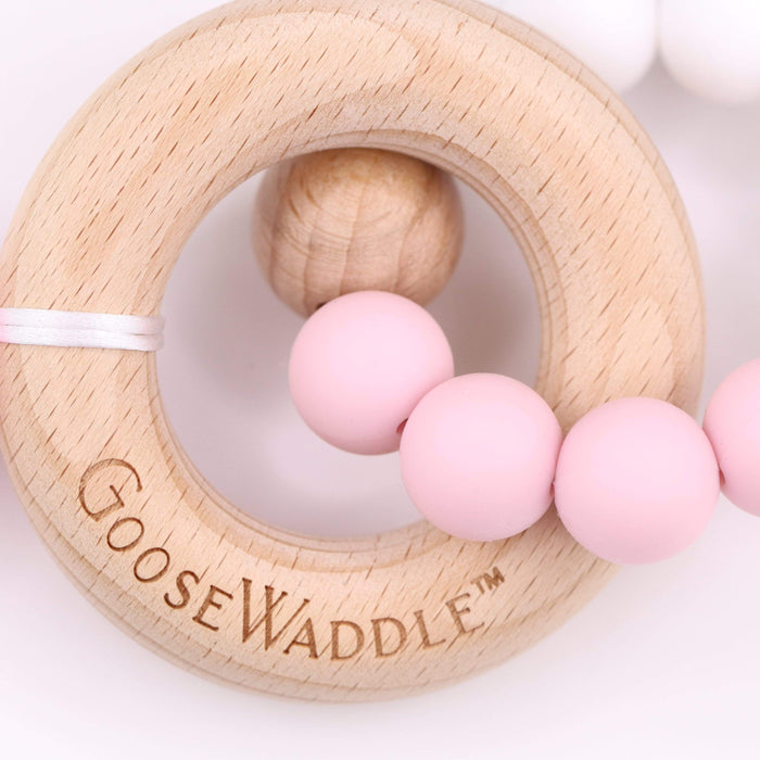Goosewaddle® Wooden and Silicone Teether - Pink