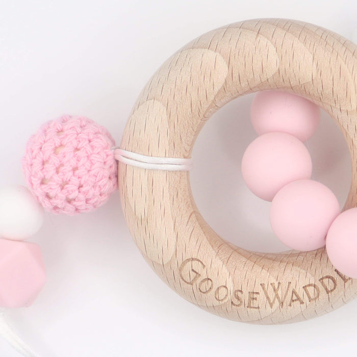 Goosewaddle® Wooden and Silicone Teether - Pink