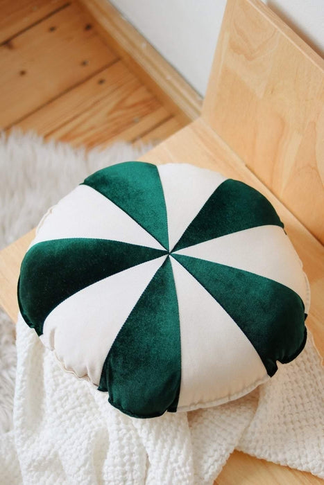 Moi Mili “Green Circus” Round Patchwork Pillow
