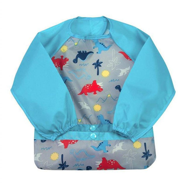 Green Sprouts Snap & Go Easy-wear Long Sleeve Bib 2T-4T Aqua Dinosaurs