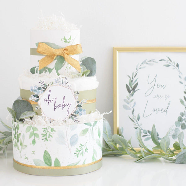 Baby Blossom Company Greenery Diaper Cake