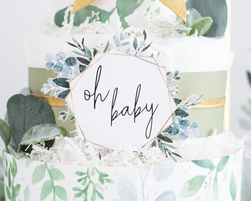 Baby Blossom Company Greenery Diaper Cake