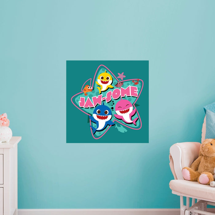 Fathead Baby Shark: Happy Friends Poster - Officially Licensed Nickelodeon Removable Adhesive Decal