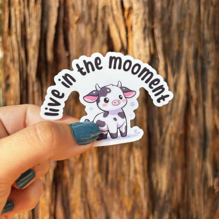 Stick With Finn Cow "Live in the Mooment" Sticker