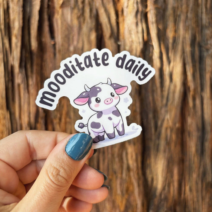 Stick With Finn Cow "Mooditate Daily" Sticker